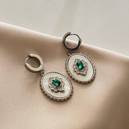 Minđuše Sedef Green Silver