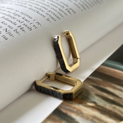 Minđuše Square Black Gold (2 cm)