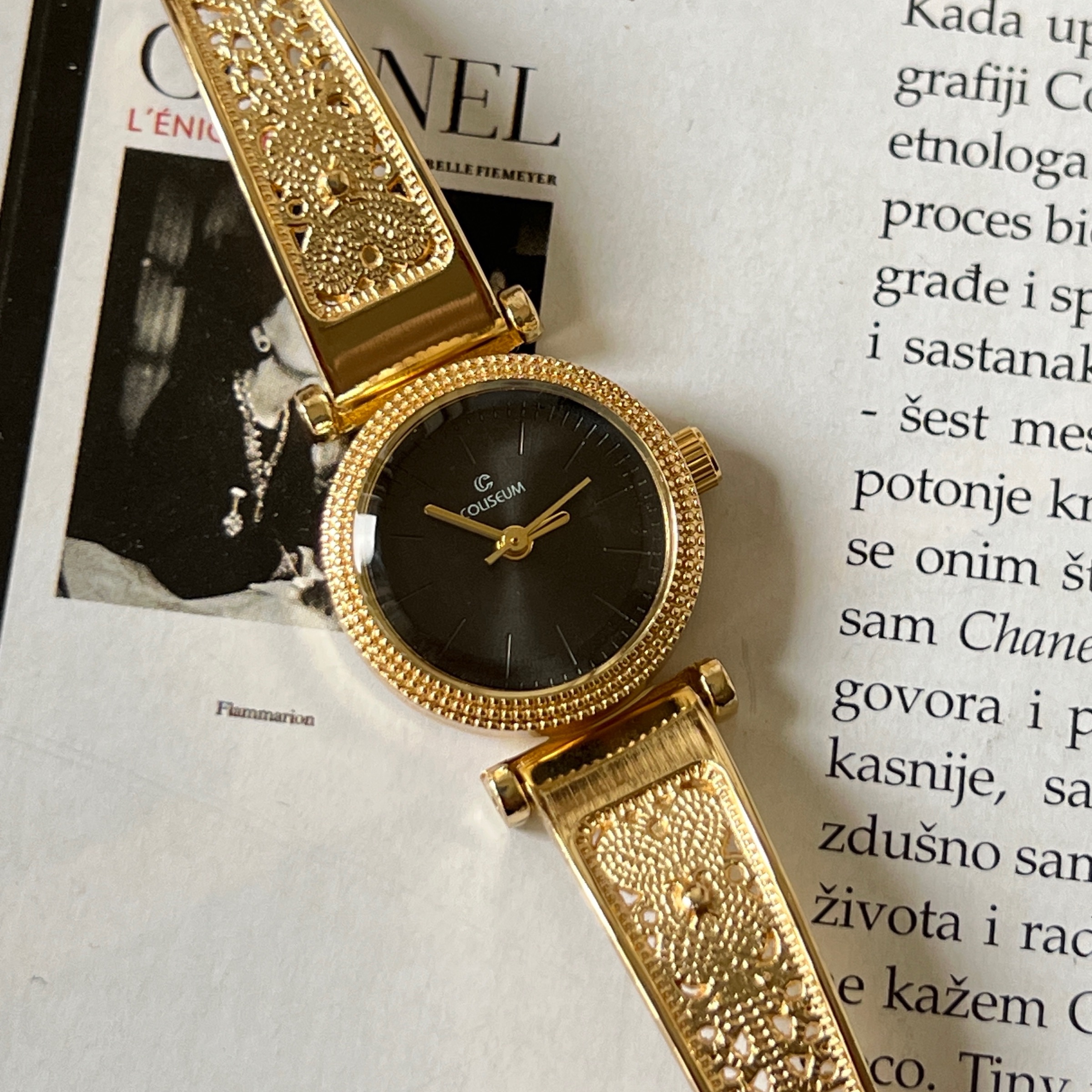 Ženski Sat Minimal Glam Gold Black - Слика 2