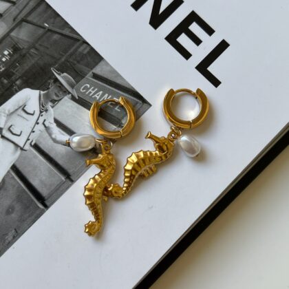 Minđuše Seahorse Pearl