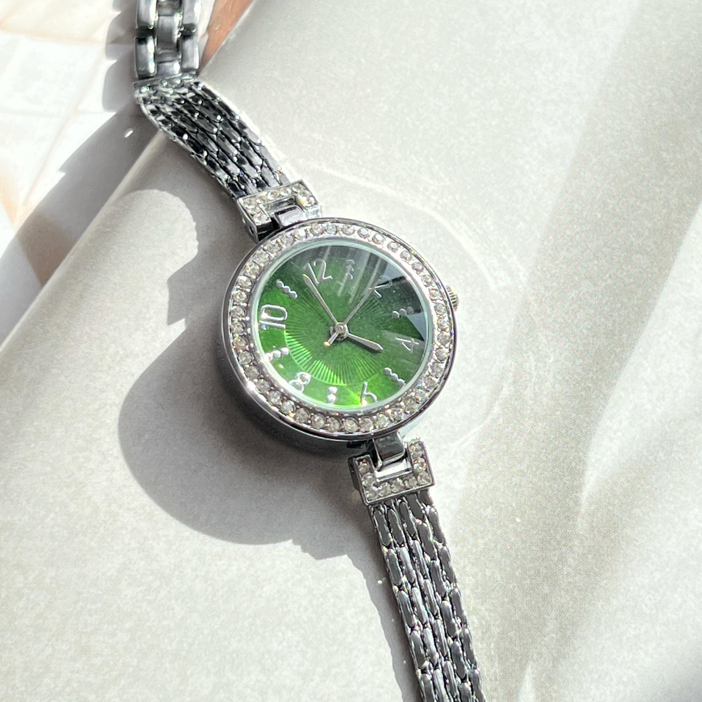 Ženski Sat Green Silver