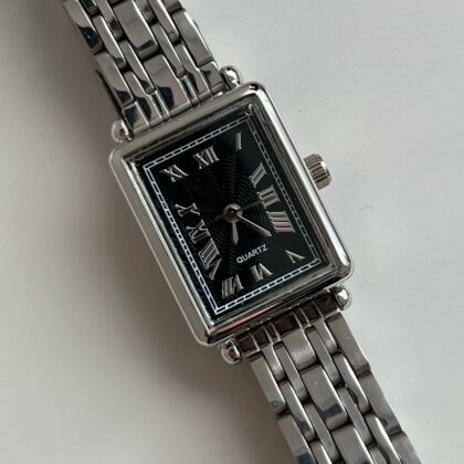 Ženski Sat Retro Black Silver